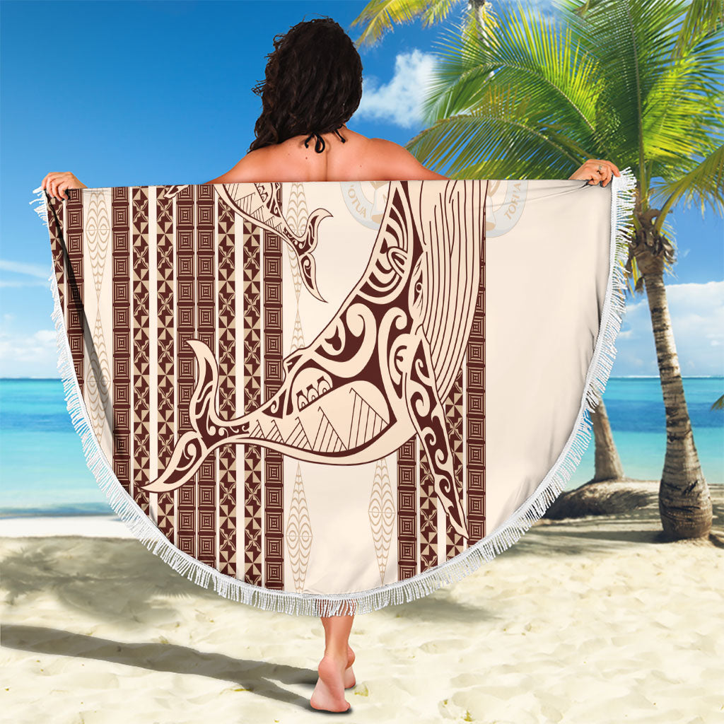 Swimming With Humpback Whales Season Tonga Beach Blanket Tongan Tofuaa Ngatu Pattern Brown LT14 - Polynesian Pride