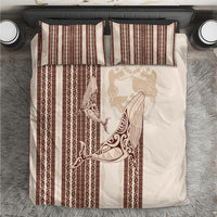 Swimming With Humpback Whales Season Tonga Bedding Set Tongan Tofuaa Ngatu Pattern Brown LT14 Brown - Polynesian Pride