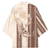Swimming With Humpback Whales Season Tonga Kimono Tongan Tofuaa Ngatu Pattern Brown LT14 - Polynesian Pride