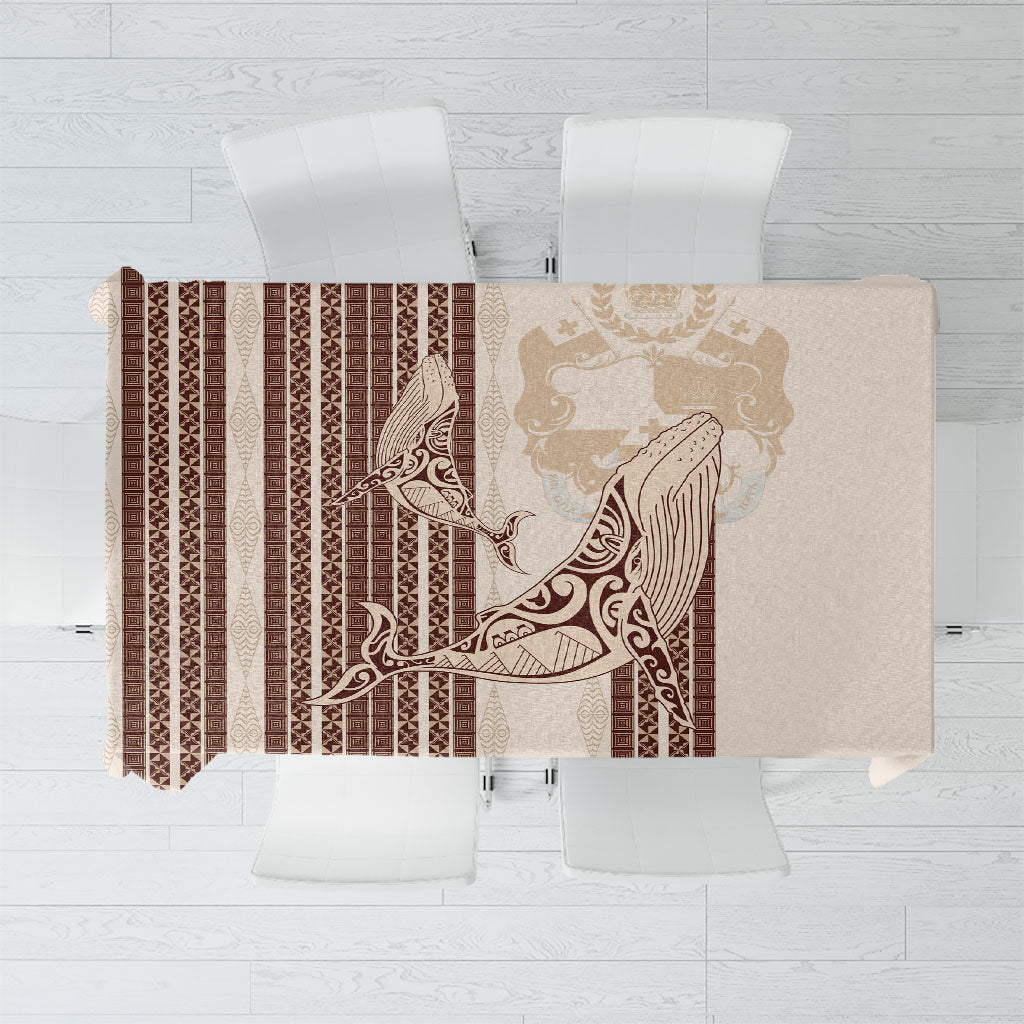 Swimming With Humpback Whales Season Tonga Tablecloth Tongan Tofuaa Ngatu Pattern Brown LT14 Brown - Polynesian Pride