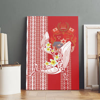 Swimming With Humpback Whales Season Tonga Canvas Wall Art Tongan Tofuaa Ngatu Pattern Red LT14 - Polynesian Pride