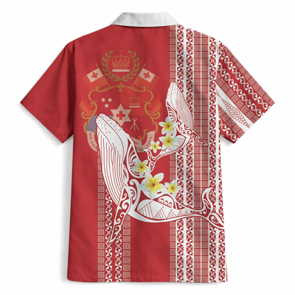 Swimming With Humpback Whales Season Tonga Hawaiian Shirt Tongan Tofuaa Ngatu Pattern Red LT14 - Polynesian Pride