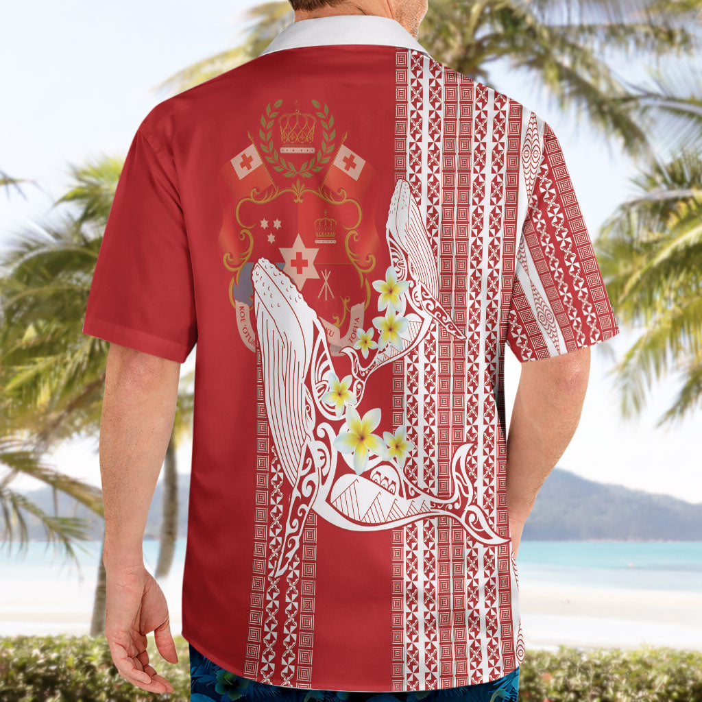 Swimming With Humpback Whales Season Tonga Hawaiian Shirt Tongan Tofuaa Ngatu Pattern Red LT14 - Polynesian Pride