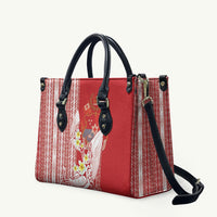 Swimming With Humpback Whales Season Tonga Leather Bag Tongan Tofuaa Ngatu Pattern Red LT14 Red - Polynesian Pride