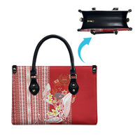 Swimming With Humpback Whales Season Tonga Leather Bag Tongan Tofuaa Ngatu Pattern Red LT14 - Polynesian Pride