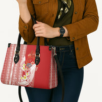 Swimming With Humpback Whales Season Tonga Leather Bag Tongan Tofuaa Ngatu Pattern Red LT14 - Polynesian Pride