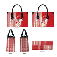 Swimming With Humpback Whales Season Tonga Leather Bag Tongan Tofuaa Ngatu Pattern Red LT14 - Polynesian Pride
