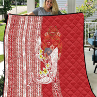 Swimming With Humpback Whales Season Tonga Quilt Tongan Tofuaa Ngatu Pattern Red LT14 Red - Polynesian Pride