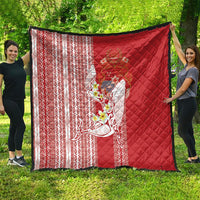 Swimming With Humpback Whales Season Tonga Quilt Tongan Tofuaa Ngatu Pattern Red LT14 - Polynesian Pride