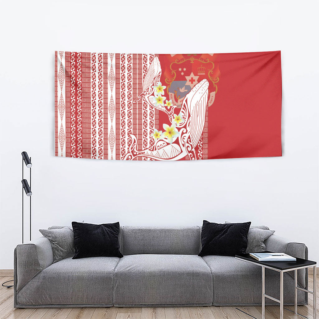 Swimming With Humpback Whales Season Tonga Tapestry Tongan Tofuaa Ngatu Pattern Red LT14 - Polynesian Pride
