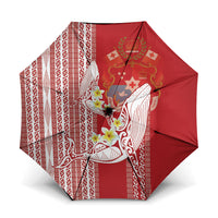 Swimming With Humpback Whales Season Tonga Umbrella Tongan Tofuaa Ngatu Pattern Red LT14 One Size Folded 11.42 inch Opened Diameter 37.4 inch Red - Polynesian Pride