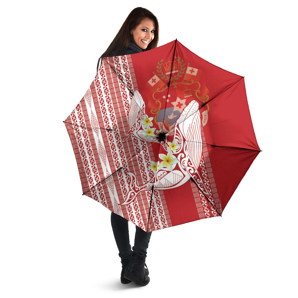 Swimming With Humpback Whales Season Tonga Umbrella Tongan Tofuaa Ngatu Pattern Red LT14 - Polynesian Pride