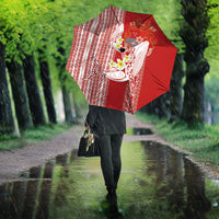 Swimming With Humpback Whales Season Tonga Umbrella Tongan Tofuaa Ngatu Pattern Red LT14 - Polynesian Pride