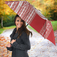Swimming With Humpback Whales Season Tonga Umbrella Tongan Tofuaa Ngatu Pattern Red LT14 - Polynesian Pride