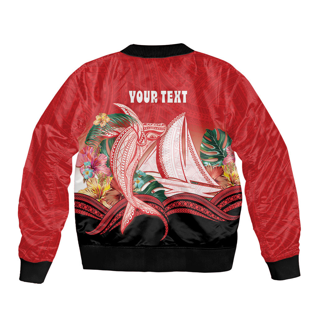 Vavau Sailing Festival Tonga Personalised Bomber Jacket Humpback Whale Sailboat Tropical Vibes LT14 - Polynesian Pride