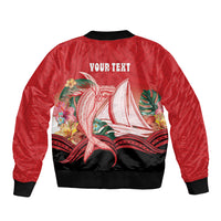 Vavau Sailing Festival Tonga Personalised Bomber Jacket Humpback Whale Sailboat Tropical Vibes LT14 - Polynesian Pride