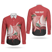 Vavau Sailing Festival Tonga Personalised Couples Matching Long Sleeve Bodycon Dress and Long Sleeve Button Shirt Humpback Whale Sailboat Tropical Vibes LT14 - Polynesian Pride