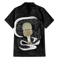 Black New Zealand Eel Family Matching Off Shoulder Maxi Dress and Hawaiian Shirt Aotearoa Maori Tuna With Kotiate Weapon LT14 - Polynesian Pride