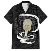 Black New Zealand Eel Family Matching Summer Maxi Dress and Hawaiian Shirt Aotearoa Maori Tuna With Kotiate Weapon LT14 Dad's Shirt - Short Sleeve Black - Polynesian Pride