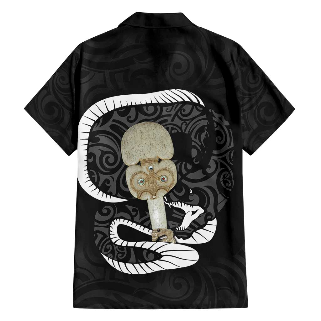 Black New Zealand Eel Family Matching Summer Maxi Dress and Hawaiian Shirt Aotearoa Maori Tuna With Kotiate Weapon LT14 - Polynesian Pride