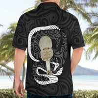 Black New Zealand Eel Hawaiian Shirt Aotearoa Maori Tuna With Kotiate Weapon LT14 - Polynesian Pride