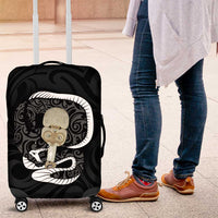 Black New Zealand Eel Luggage Cover Aotearoa Maori Tuna With Kotiate Weapon LT14 Black - Polynesian Pride