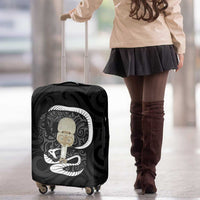 Black New Zealand Eel Luggage Cover Aotearoa Maori Tuna With Kotiate Weapon LT14 - Polynesian Pride