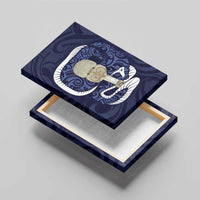 Blue New Zealand Eel Canvas Wall Art Aotearoa Maori Tuna With Kotiate Weapon