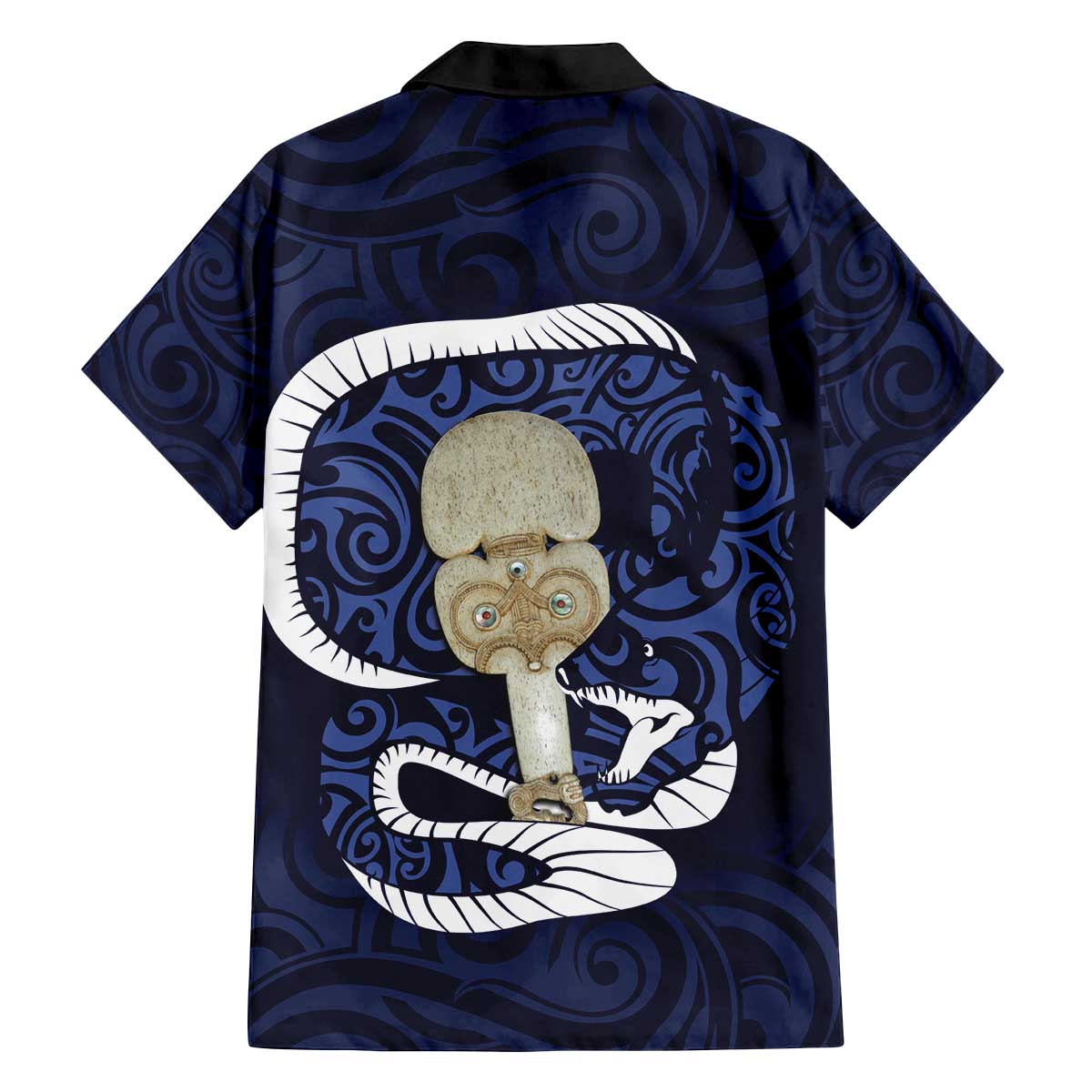 Blue New Zealand Eel Family Matching Off Shoulder Short Dress and Hawaiian Shirt Aotearoa Maori Tuna With Kotiate Weapon LT14 - Polynesian Pride