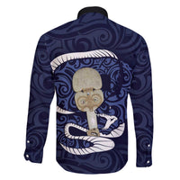 Blue New Zealand Eel Family Matching Off Shoulder Short Dress and Hawaiian Shirt Aotearoa Maori Tuna With Kotiate Weapon LT14 - Polynesian Pride