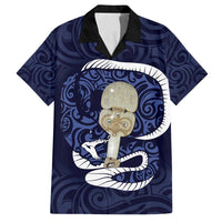 Blue New Zealand Eel Family Matching Tank Maxi Dress and Hawaiian Shirt Aotearoa Maori Tuna With Kotiate Weapon LT14 Dad's Shirt - Short Sleeve Blue - Polynesian Pride