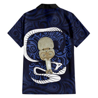 Blue New Zealand Eel Family Matching Tank Maxi Dress and Hawaiian Shirt Aotearoa Maori Tuna With Kotiate Weapon LT14 - Polynesian Pride