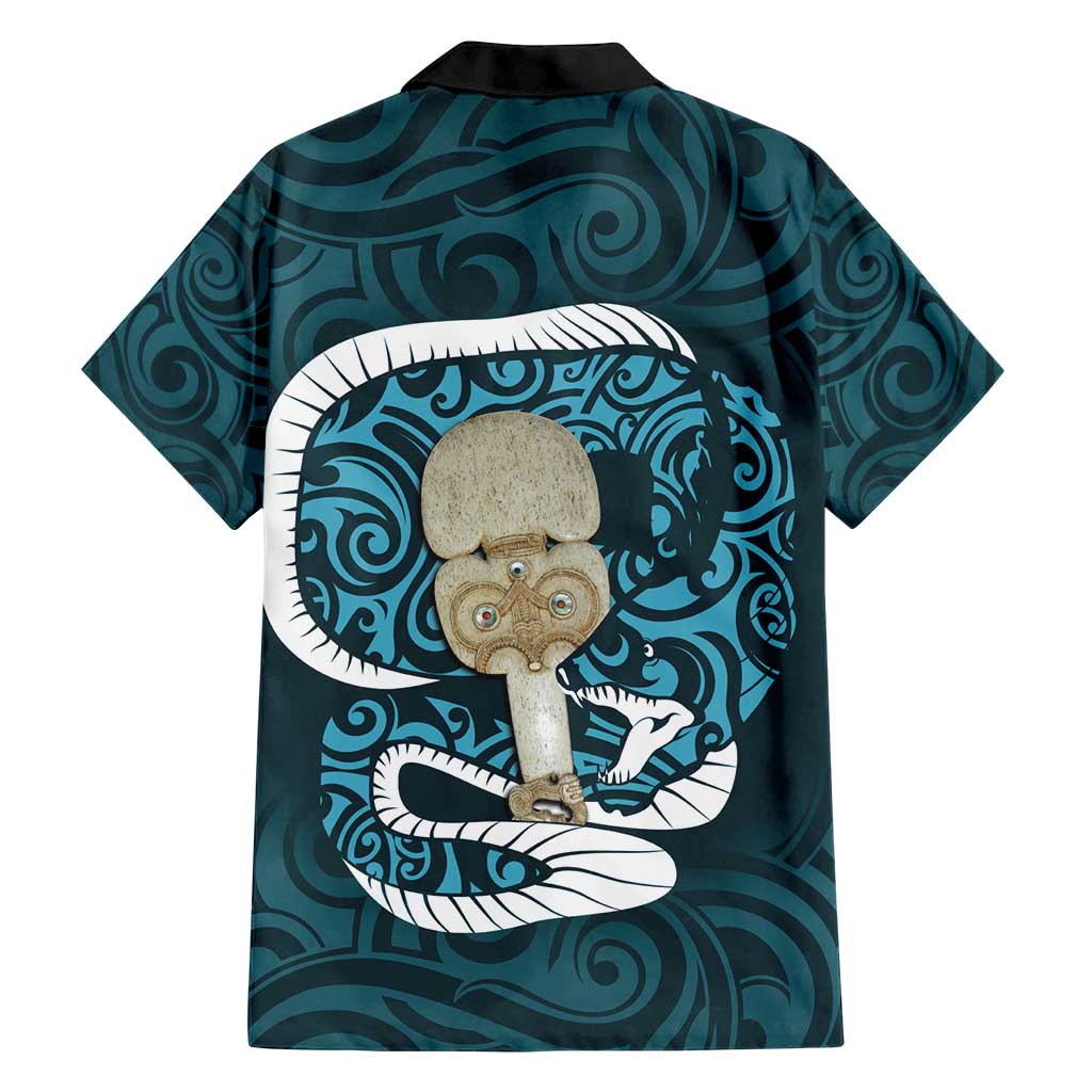 Turquoise New Zealand Eel Family Matching Summer Maxi Dress and Hawaiian Shirt Aotearoa Maori Tuna With Kotiate Weapon LT14 - Polynesian Pride