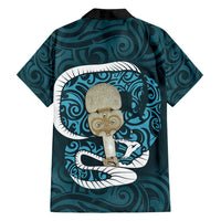 Turquoise New Zealand Eel Family Matching Summer Maxi Dress and Hawaiian Shirt Aotearoa Maori Tuna With Kotiate Weapon LT14 - Polynesian Pride