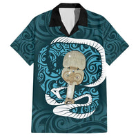 Turquoise New Zealand Eel Hawaiian Shirt Aotearoa Maori Tuna With Kotiate Weapon LT14 Turquoise - Polynesian Pride