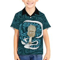 Turquoise New Zealand Eel Hawaiian Shirt Aotearoa Maori Tuna With Kotiate Weapon LT14 - Polynesian Pride