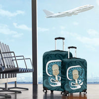 Turquoise New Zealand Eel Luggage Cover Aotearoa Maori Tuna With Kotiate Weapon LT14 - Polynesian Pride