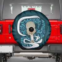 Turquoise New Zealand Eel Spare Tire Cover Aotearoa Maori Tuna With Kotiate Weapon