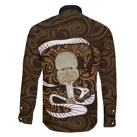 Gold New Zealand Eel Family Matching Long Sleeve Bodycon Dress and Hawaiian Shirt Aotearoa Maori Tuna With Kotiate Weapon