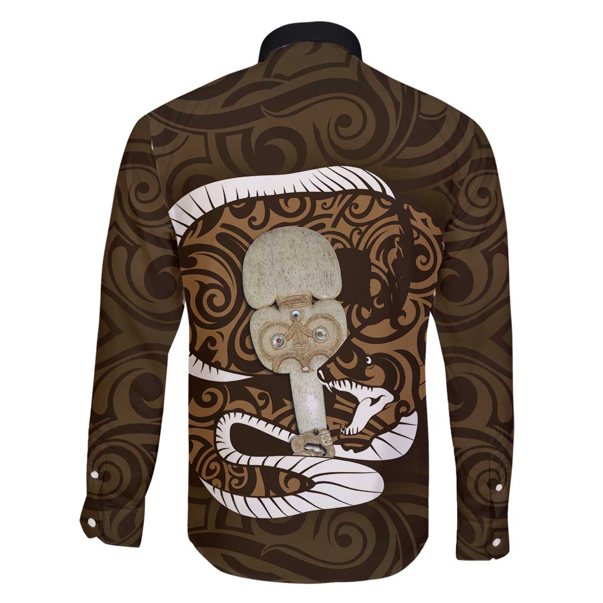 Gold New Zealand Eel Family Matching Off Shoulder Short Dress and Hawaiian Shirt Aotearoa Maori Tuna With Kotiate Weapon LT14 - Polynesian Pride