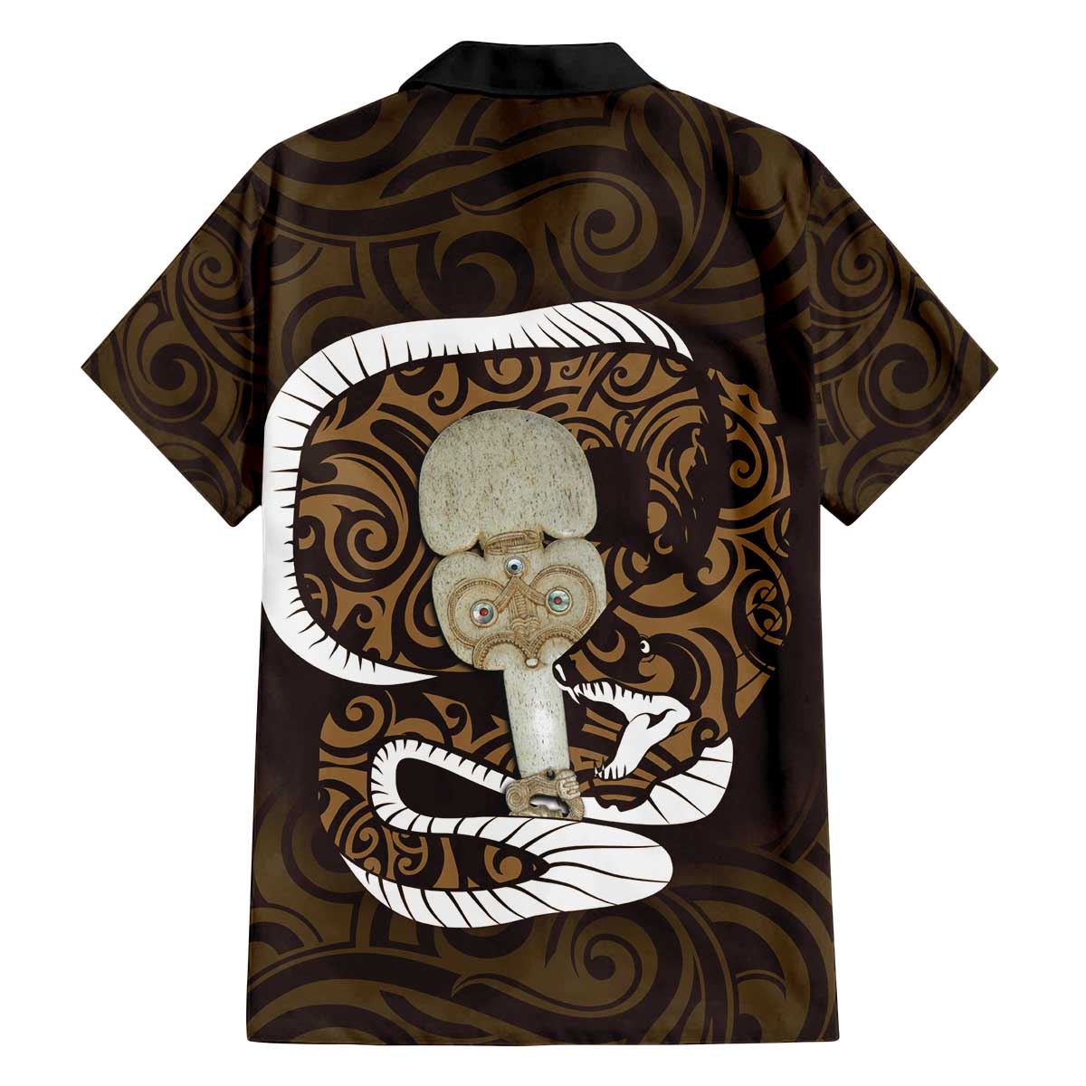 Gold New Zealand Eel Family Matching Puletasi and Hawaiian Shirt Aotearoa Maori Tuna With Kotiate Weapon LT14 - Polynesian Pride