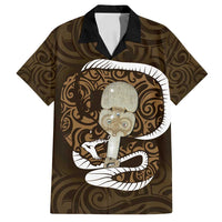 Gold New Zealand Eel Family Matching Summer Maxi Dress and Hawaiian Shirt Aotearoa Maori Tuna With Kotiate Weapon LT14 Dad's Shirt - Short Sleeve Gold - Polynesian Pride