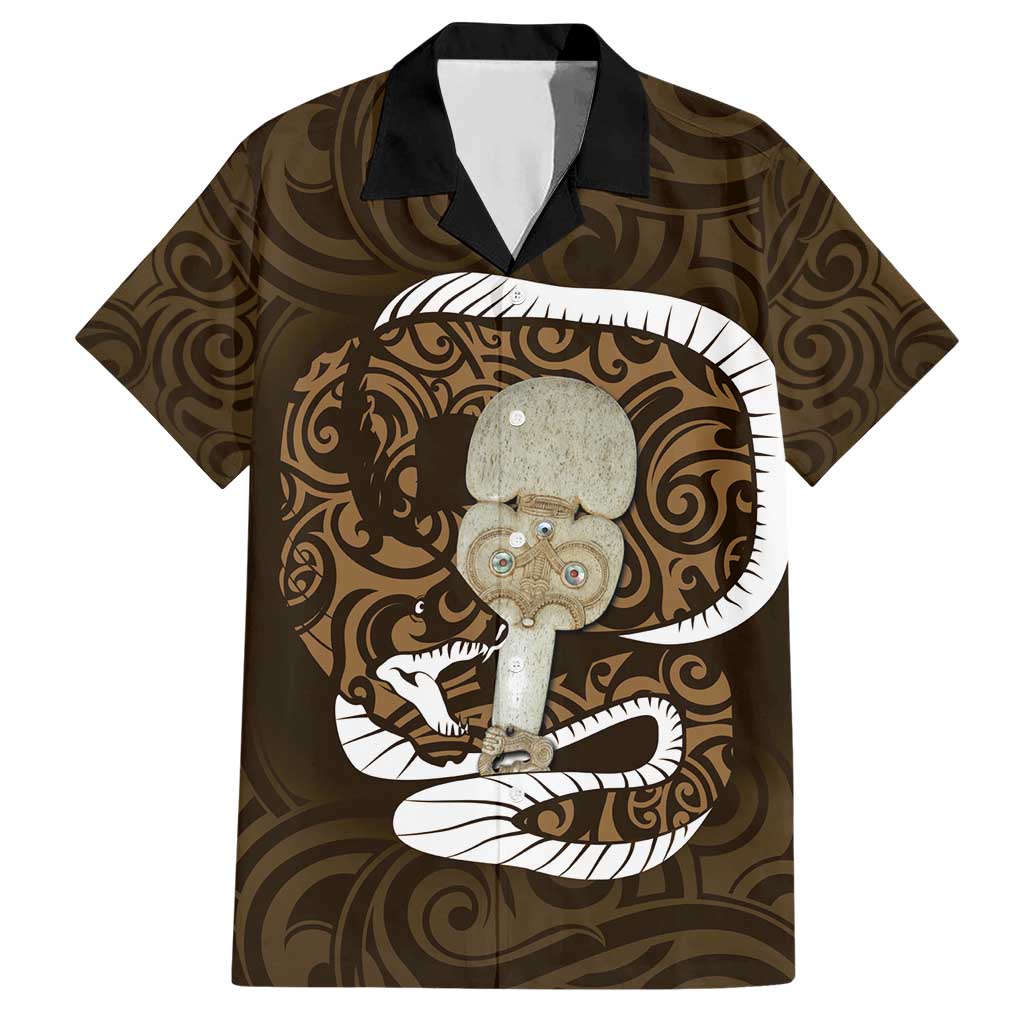 Gold New Zealand Eel Hawaiian Shirt Aotearoa Maori Tuna With Kotiate Weapon LT14 Gold - Polynesian Pride