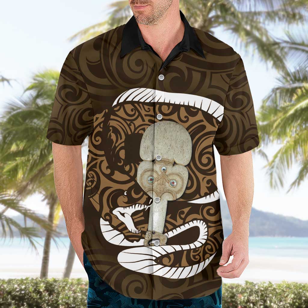 Gold New Zealand Eel Hawaiian Shirt Aotearoa Maori Tuna With Kotiate Weapon LT14 - Polynesian Pride