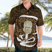 Gold New Zealand Eel Hawaiian Shirt Aotearoa Maori Tuna With Kotiate Weapon LT14 - Polynesian Pride