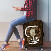 Gold New Zealand Eel Luggage Cover Aotearoa Maori Tuna With Kotiate Weapon LT14 - Polynesian Pride