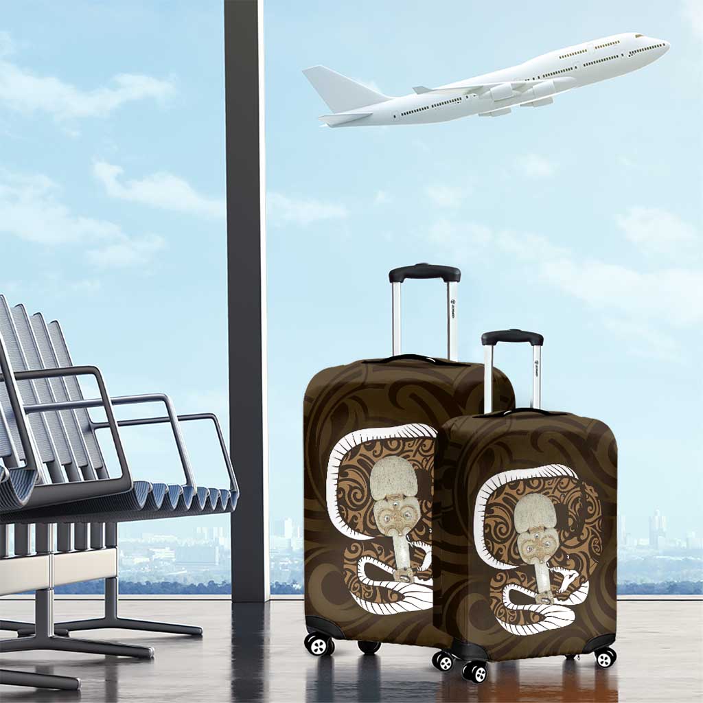 Gold New Zealand Eel Luggage Cover Aotearoa Maori Tuna With Kotiate Weapon LT14 - Polynesian Pride