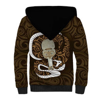 Gold New Zealand Eel Sherpa Hoodie Aotearoa Maori Tuna With Kotiate Weapon LT14 - Polynesian Pride