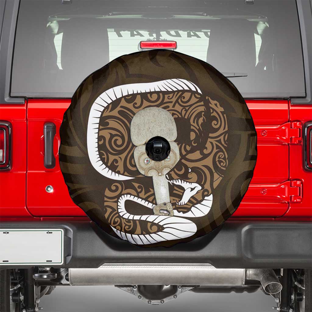 Gold New Zealand Eel Spare Tire Cover Aotearoa Maori Tuna With Kotiate Weapon