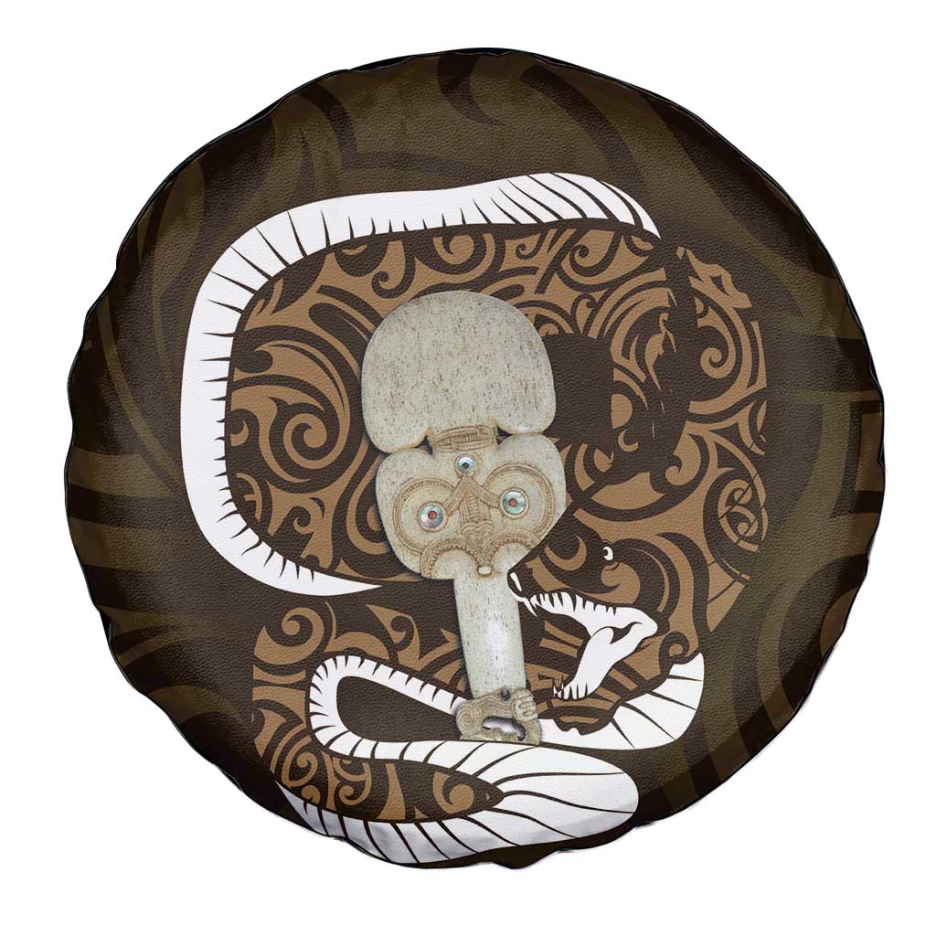 Gold New Zealand Eel Spare Tire Cover Aotearoa Maori Tuna With Kotiate Weapon
